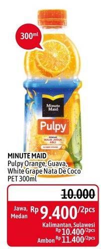 Promo Harga MINUTE MAID Juice Pulpy Orange, Guava, White Grape Nata De Coco 300 ml - Alfamidi