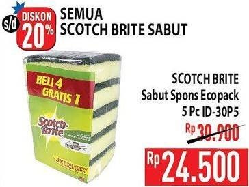 Promo Harga 3M SCOTCH BRITE Sabut Spon Ecopack ID-30P5 5 pcs - Hypermart