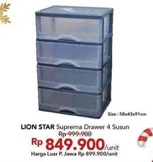 Promo Harga LION STAR Suprema Rak Susun 4 58 X 43 X 91 Cm  - Carrefour