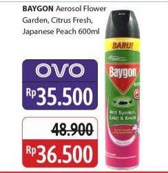 Promo Harga Baygon Insektisida Spray Flower Garden, Citrus Fresh, Japanese Peach 600 ml - Alfamidi