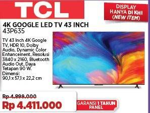 Promo Harga TCL 43P635 | 4k Google LED TV 32 INCH  - COURTS