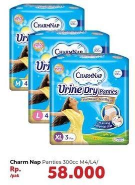 Promo Harga Charmnap Urine Dry Panties 300cc M4, L4 4 pcs - Carrefour