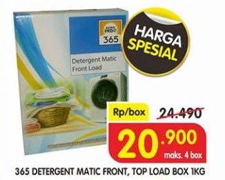 Promo Harga 365 Detergent Matic Top Load, Front Load 1 kg - Superindo