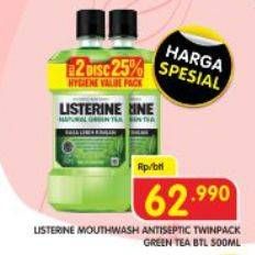 Promo Harga LISTERINE Mouthwash Antiseptic Green Tea per 2 botol 500 ml - Superindo