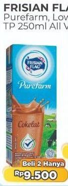 Promo Harga Frisian Flag Susu UHT Purefarm Swiss Chocolate 225 ml - Alfamart