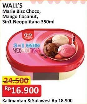 Promo Harga Walls Ice Cream Marie Chocolate, Mango Coco Delight, Neopolitana 350 ml - Alfamart