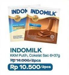 Promo Harga INDOMILK Susu Kental Manis Cokelat, Plain per 6 sachet 37 gr - Alfamart