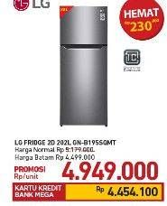 Promo Harga LG GN-B195SQMT | Kulkas 2 Pintu Smart Inverter Compressor  - Carrefour