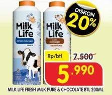 Promo Harga MILK LIFE Fresh Milk Murni, Cokelat 200 ml - Superindo