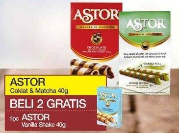 Promo Harga ASTOR Wafer Roll Chocolate, Matcha 40 gr - Yogya