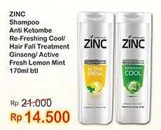 Promo Harga ZINC Shampoo Hair Fall Treatment, Active Fresh Lemon, Refreshing Cool 170 ml - Indomaret