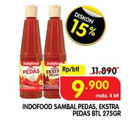 Promo Harga Indofood Sambal Ekstra Pedas, Pedas 275 ml - Superindo