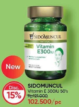 Promo Harga SIDO MUNCUL Natural Vitamin E 300 IU 50 pcs - Guardian