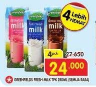 Promo Harga GREENFIELDS Fresh Milk All Variants per 4 box - Superindo