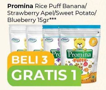 Promo Harga PROMINA Puffs Pisang, Strawberry Apple, Sweet Potatoes, Blueberry 15 gr - Carrefour
