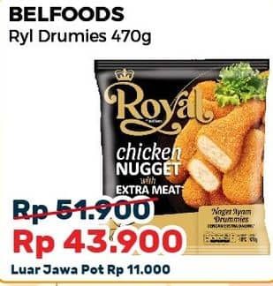 Promo Harga Belfoods Royal Nugget Chicken Nugget Drummies 500 gr - Alfamart