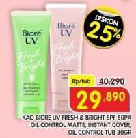 Promo Harga Biore UV Fresh & Bright Sunscreen SPF 50+ PA+++/Biore UV Fresh & Bright Instan Cover   - Superindo