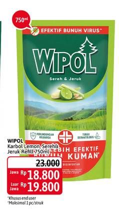 Promo Harga WIPOL Karbol Wangi Sereh Jeruk 750 ml - Alfamidi