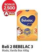 Promo Harga BEBELAC 3 Susu Pertumbuhan Madu, Vanila 400 gr - Alfamart