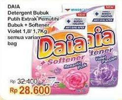 Promo Harga Daia Deterjen Bubuk Putih, + Softener Violet, + Softener Pink 1700 gr - Indomaret