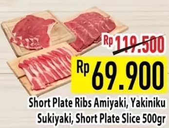 Promo Harga Short Plate Ribs Amiyaki/Yakiniku/Sukiyaki/Short Plate Slice  - Hypermart