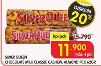 Promo Harga SILVER QUEEN Chocolate Milk Classic Cashew, Almond 62 gr - Superindo