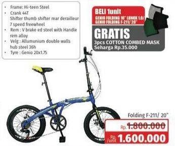 Promo Harga GENIO Folding Bike 20" F-211  - Lotte Grosir