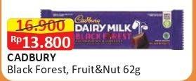 Promo Harga CADBURY Dairy Milk Black Forest, Fruit Nut 65 gr - Alfamart