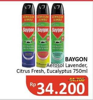 Promo Harga BAYGON Insektisida Spray Lavender, Citrus Fresh, Eucalyptus 750 ml - Alfamidi
