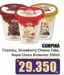 Promo Harga CAMPINA Ice Cream Cake Series Royal Choco Brownies, Strawberry Cheese Cake, Tiramisu 350 ml - Hari Hari