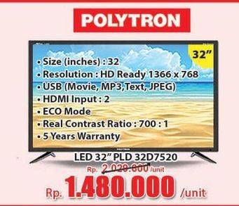 Promo Harga POLYTRON PLD 32D7520 | LED TV 32"  - Hari Hari