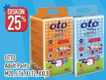 Promo Harga OTO Adult Diapers Pants XXL8, XL12, M20, L16 8 pcs - Hypermart