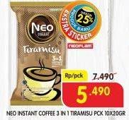 Promo Harga Neo Coffee 3 in 1 Instant Coffee Tiramisu per 10 sachet 20 gr - Superindo