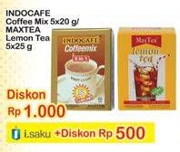 Promo Harga INDOCAFE Coffeemix / MAXTEA Teh Lemon 5s  - Indomaret
