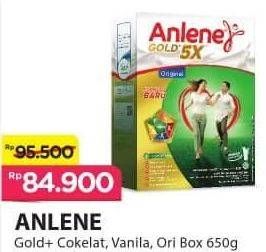 Promo Harga ANLENE Gold Plus 5x Hi-Calcium Original, Vanila, Coklat 650 gr - Alfamart