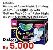 Promo Harga Laurier Relax Night 35cm, Gathers 40cm, Gathers 35cm 8 pcs - Indomaret