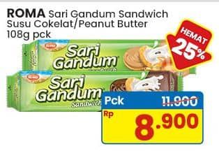 Promo Harga Roma Sari Gandum Susu Cokelat, Peanut Butter 115 gr - Indomaret