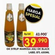 Promo Harga GK Syrup Markisa Asli Black Label 630 ml - Superindo