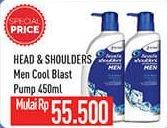 Promo Harga HEAD & SHOULDERS Men Shampoo Cool Blast 450 ml - Hypermart