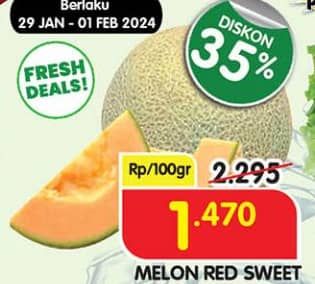 Promo Harga Melon Red Sweet per 100 gr - Superindo