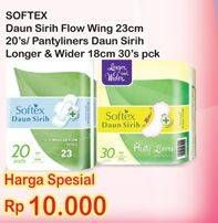 Promo Harga SOFTEX Pembalut Wanita Daun Sirih 23cm 20s / Panty Liners 18cm 30s  - Indomaret