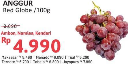 Promo Harga Anggur Red Globe per 100 gr - Alfamidi