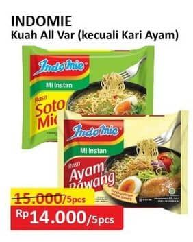 Promo Harga Indomie Mi Kuah Kecuali Kari Ayam 72 gr - Alfamart