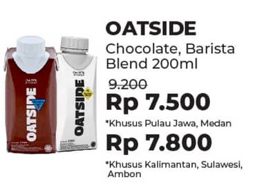 Promo Harga Oatside UHT Milk Chocolate, Barista Blend 200 ml - Alfamidi