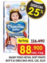 Promo Harga Mamy Poko Pants Royal Soft M34, L28, XL24  - Superindo