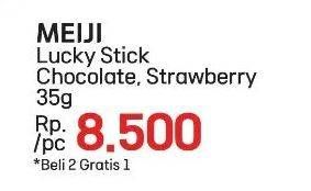 Promo Harga Meiji Biskuit Lucky Stick Chocolate, Strawberry 45 gr - LotteMart