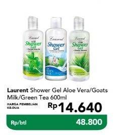 Promo Harga LAURENT Shower Gel Aloe Vera, Goats Milk, Green Tea 600 ml - Carrefour