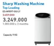 Promo Harga SHARP ES-M909T-GG | Washing Machine Top Loading Capacity 9 kg  - Electronic City
