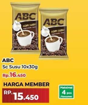 Promo Harga ABC Kopi Susu per 10 sachet 30 gr - Yogya