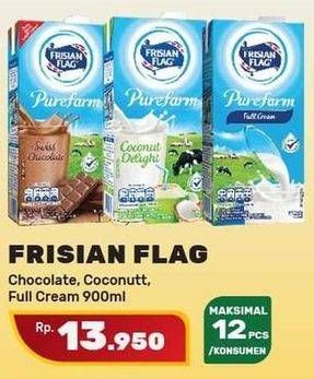 Promo Harga FRISIAN FLAG Susu UHT Purefarm Swiss Chocolate, Coconut Delight, Full Cream 900 ml - Yogya